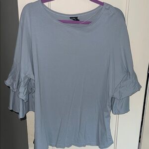 Bobeau Sky Blue Flounce Sleeve Top